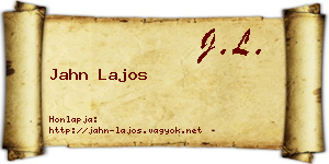 Jahn Lajos névjegykártya